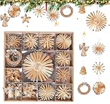 44-teiliges Strohsterne Christbaumschmuck Set, Strohsterne Weihnachtsbaum,...