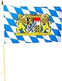 Stockflagge/Stockfahne Bayern mit Löwen Flagge/Fahne ca. 30 x 45 cm mit...