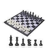 KOKOSUN Schachspiel Schwarz und weiß Schachfiguren, Magnetisch Faltbares...