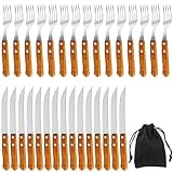 30 Stück Steakbesteck Set, Stahl Besteckset mit 15 Steakmesser und 15...