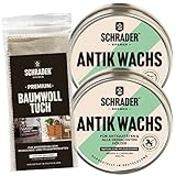 SCHRADER Antik Wachs Set - farbloses Wachs für Holzmöbel und...