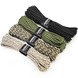 PUWOWYE 40m Paracord 4mm, 4 Stück 33ft Type III Paracord Schnüre Seil 7...