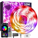 BATHEBRIGHT Led Strip 10m RGB LED Streifen mit Fernbedienung Bluetooth...