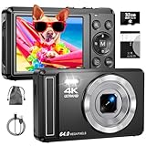 4K 64MP Digitalkamera mit 32 GB TF-Karte, Autofokus Fotoapparat mit 16X...