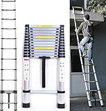 Teleskopleiter 5M, Aluleiter Klappleiter Mehrzweckleiter Rutschfester...