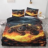 Venivici Monster Truck Bettwäsche 140x200 Sommer - Kinder Jungen Bettbezug...