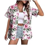 Hawaii Hemd Damen Kurzarm Hawaiihemd Sommer Strandshirt Funky Hawaiibluse...