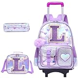 HTgroce Schulranzen Rucksack Trolley mit 2 Rollen für Kinder Mädchen,...