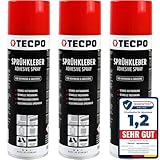 TECPO 3x Sprühkleber, 500ml Industriekleber, Kontaktkleber Alleskleber...