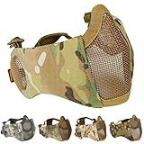 AOUTACC Airsoft Mesh Maske, Half Face Mesh Masken mit Gehörschutz für...