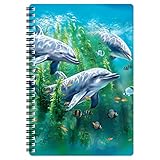 3D LiveLife A5 Notizbuch - Delphin Seetangbett von Deluxebase. 80-seitiges...