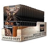 LEONARDO Frischebeutel [16x70g Duck mit Fleischstreifen] Pulled Beef |...