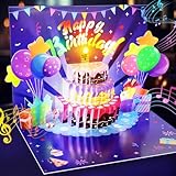 FITMITE 3D Geburtstagskarte, Blowable LED Licht Happy Birthday Pop Up Karte...