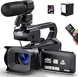 Videokamera 4K Camcorder HD 64MP 18X Digitalzoom Autofokus Vlogging Kamera...