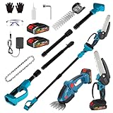 Teleskop Heckenschere Akku mit 2 x 2000mAh Batterien, Handliche Grasschere...