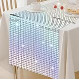 Disco Party Tischläufer, 30x275cm Discokugel Tischdecke, Silber Table...