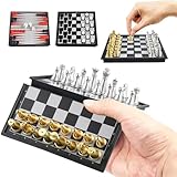 OUMODA 12,7 cm Mini-3-in-1-Schach-Checker, Backgammon-Set, magnetisch,...
