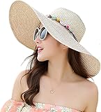 BABAHU Faltbarer Strohhut für Damen, mit breiter Krempe, Sonnenhut,...