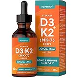 Vitamin D3 K2 Tropfen 60ml Hochdosiert | mit 2000 IE D3 + 12,5 µg K2 MK7...