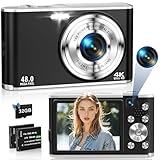 4K Digitalkamera 48MP Autofokus Kompaktkamera mit Dual Front- und...