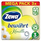 Zewa Toilettenpapier trocken bewährt Kamille, 3-lagig, 3er Pack (3 x 16...