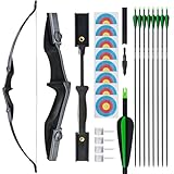 Recurve-Bogen-Set mit 8 Pfeilen, 30lb 40lb Bogenschießen-Takedown-Bogen...