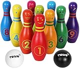 Bowling Kinder Holzspielzeug - Kegelspiel für Kinder groß mit...