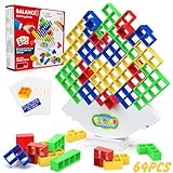 Zhcuves 64PCS Tower Spiel für Kinder Erwachsene, Tetris Tetra Balance Team...