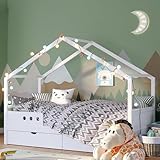 Bellabino Bela Hausbett 90x200 cm für Kinder mit Rausfallschutz & großer...