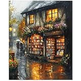Qiukoo Malen nach Zahlen Erwachsene Buchhandlung - 40x50 cm DIY Ölgemälde...