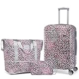 LARVENDER Gepäcksets, mehrfarbig, 5515, Leopard Pink-1, 3 Piece Set...