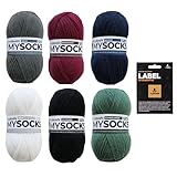 myboshi Unisocks Wollpaket, mysocks Uni Sockenwolle in 6 Farben, Label, 6...