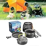 Souarts Camping Kochgeschirr Kit Outdoor Aluminium Leichte Camping Pot Pan...