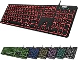 Arteck USB Kabelgebundene Tastatur Hintergrundbeleuchtung 7 Farben &...