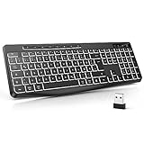 TECURS Tastatur Kabellos Gaming PC- Leise Tastatur QWERTZ Weiß Beleuchtet...