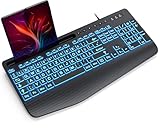 SABLUTE Tastatur Beleuchtete Kabel USB PC Ergonomische Tastaturen...