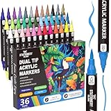STATIONERY ISLAND Acrylstifte für Steine Wasserfest 36 Farben 1-5mm Dual...
