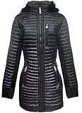 Michael Michael Kors Damen Schwarz Gesteppte Mixed Media 3/4 Mantel Jacke...