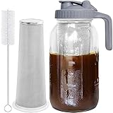 Cold Brew Kaffeebereiter – 1,8 l dickes Glas, Mehrzweck-Krug, Deckel mit...