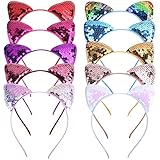 EUDUQ Katzenohren Haarreif Set,10 Stück Glitzer Katze Haar Hoops Metall...