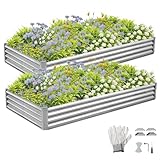 LEADZM Hochbeet Metall 240x120x30 cm (2er-Set) - Rechteckig hochbeete für...