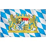 Runesol Bayern Flagge für Balkon, 91x152cm, Oktoberfest Flagge, Bayerische...