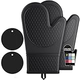 Ofenhandschuhe Topflappen Set: 4er Set 300°C Hitzebeständige Anti-Rutsch...