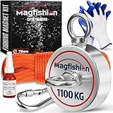 MAGFISHION Magnetfischen Set - 1100 KG (2 x 550kg) - Ø116mm - Neodym...
