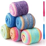 Maasechs Blumengarn zum Häkeln, Stricken, Farbverlauf, Kuchengarn,...