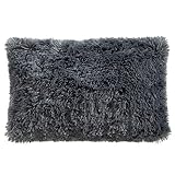 CelinaTex Shetland Dekokissen 40 x 60 cm grau Flokati Optik Zierkissen...