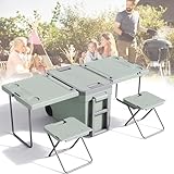 Isolierte Kühlbox auf Rädern, 32L Tragbarer Rollkühler mit Klapptisch...