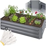 tectake® Hochbeet aus verzinktem Stahl, Frühbeet, Gewächshaus klein,...