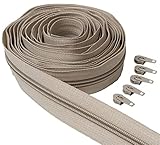 IPEA Endlos Reißverschluss Beige 5 Meter + 15 Schieber aus Metall –...