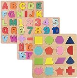 Holzpuzzle Kinder Steckpuzzle Holz Greifpuzzle 3 Stück Puzzle - Zahlen...